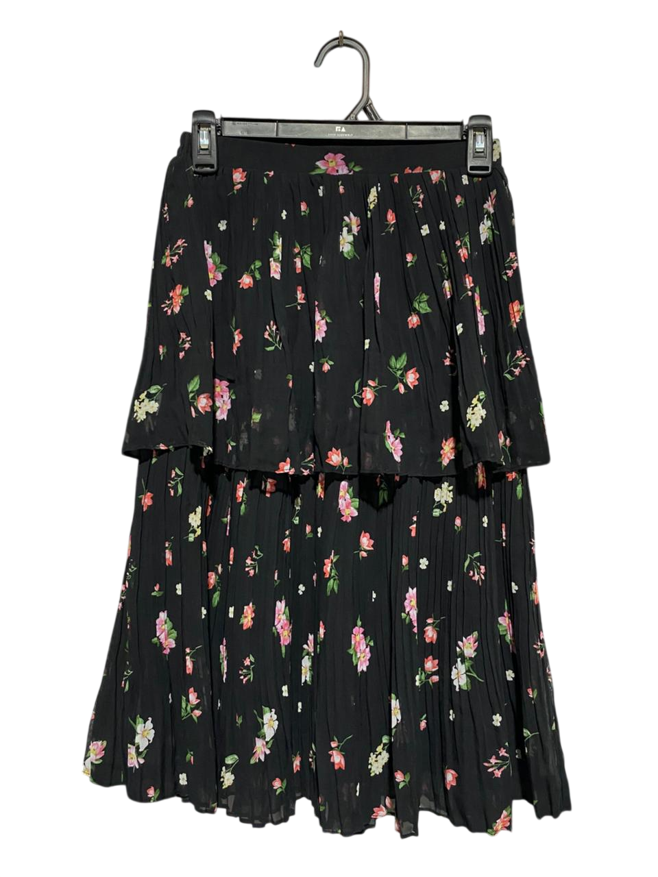 NEW LOOK |S| WAIST 25| TIERED BLACK FLORAL MIDI SKIRT