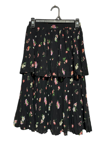 NEW LOOK |S| WAIST 25| TIERED BLACK FLORAL MIDI SKIRT