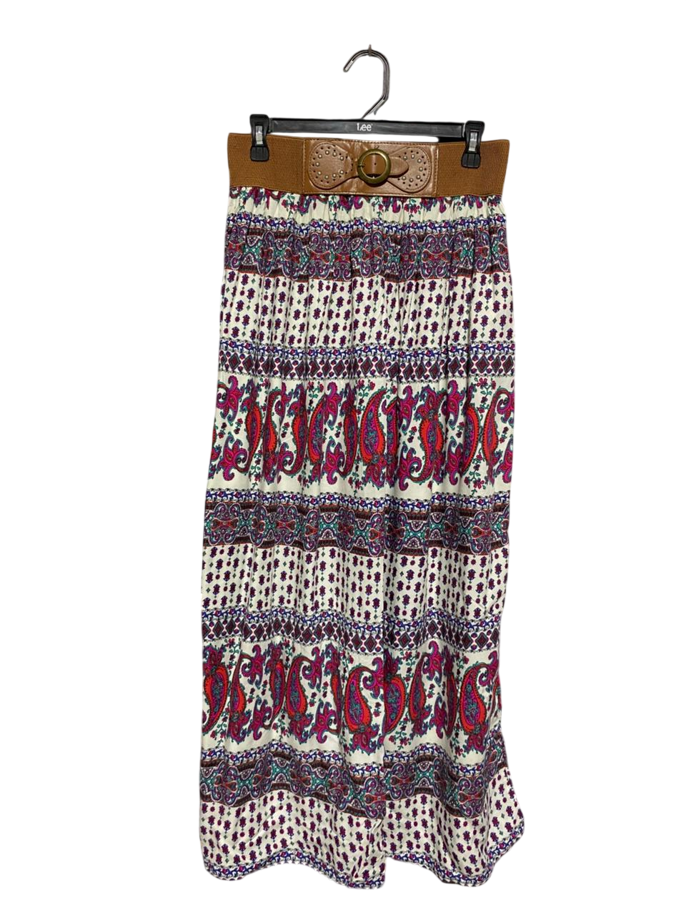 PEACOCHS |L| WAIST 29| C6|  VINTAGE PAISLEY BELTED MAXI SKIRT