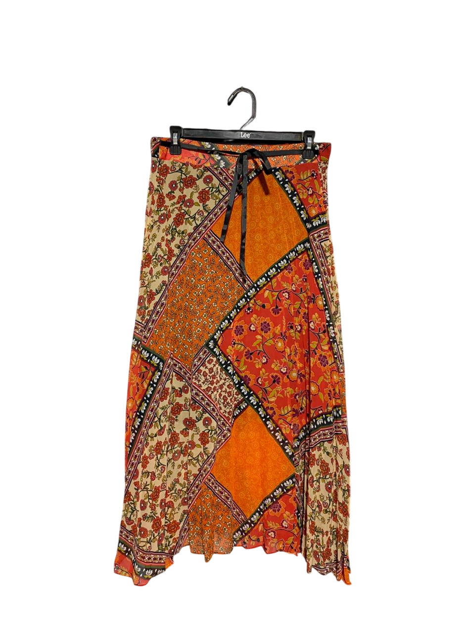 ACTUEL |L| WAIST 30| ORANGE PATCHWORK FLORAL MAXI SKIRT