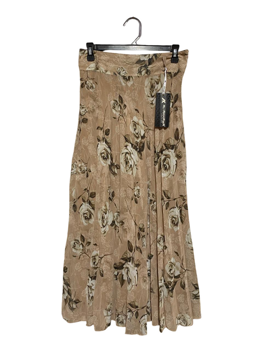 ALI AKKAYA |M| WAIST 28| TAN ROSE FLORAL MAXI SKIRT