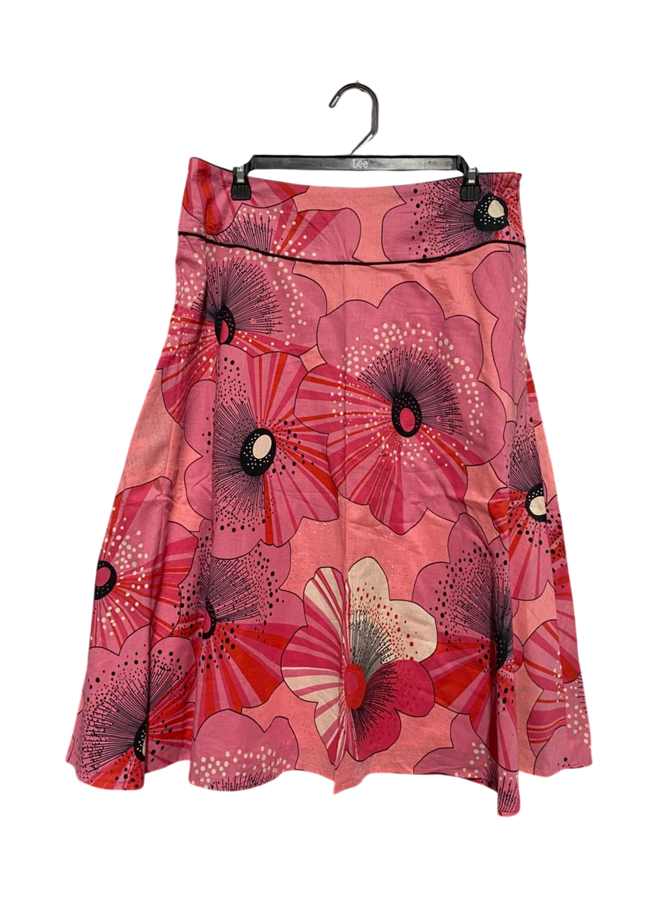 GEGRGE |L| WAIST 32| C6| VINTAGE LEE PINK FLORAL POPPY PRINT A-LINE MIDI SKIRT