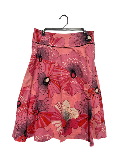 GEGRGE |L| WAIST 32| C6| VINTAGE LEE PINK FLORAL POPPY PRINT A-LINE MIDI SKIRT