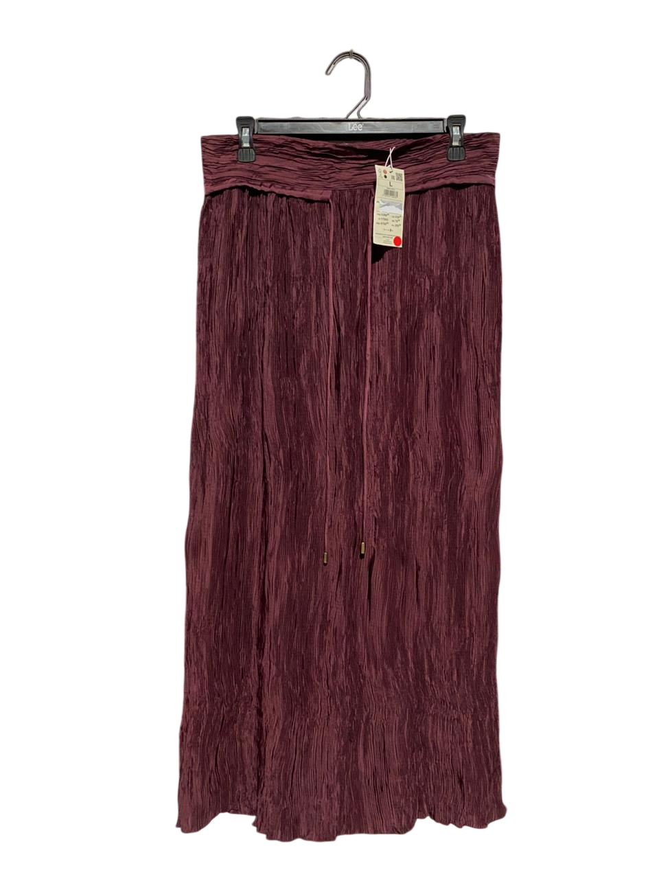 RESERVED |L| WAIST 31| C6| BURGUNDY PLISSÉ CRINKLE MAXI SKIRT