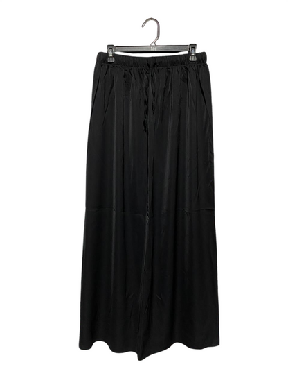 |L| WAIST 30| C6| BLACK SILK-LOOK WIDE-LEG PALAZZO PANTS