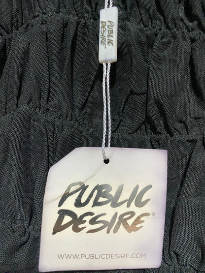 PUBLIC DESIRE |XS| BUST 11|B 11| SHEER SMOCKED BARDOT CROP TOP