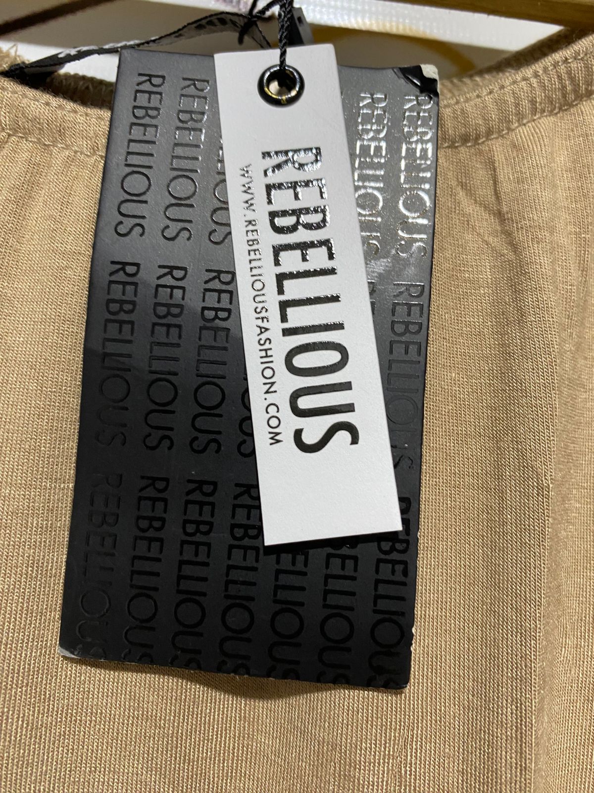 REBELLIOUS |S| BUST 14| LONG SLEEVE MINI DRESS - TAN / TOFFEE