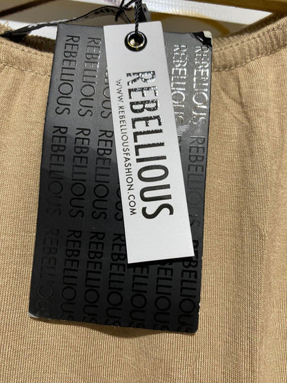REBELLIOUS |S| BUST 14| LONG SLEEVE MINI DRESS - TAN / TOFFEE