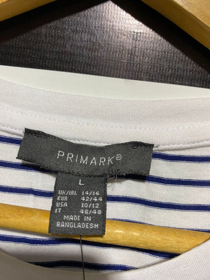 PRIMARK |L| BUST 21| NAVY BLUE STRIPED BONJOUR T-SHIRT DRESS