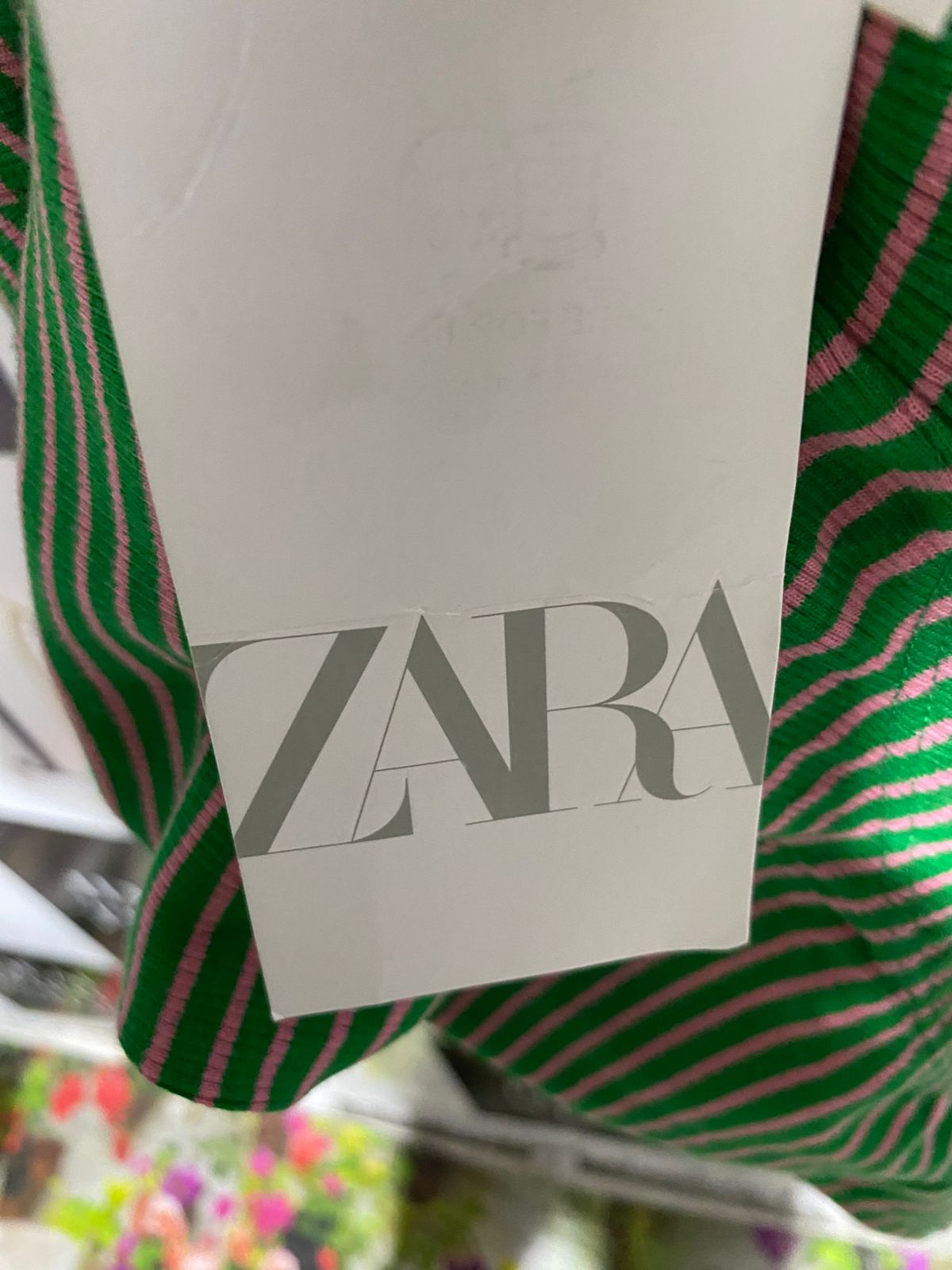 ZARA |S| BUST 11| VINTAGE GREEN AND BEIGE STRIPED HALTER NECK BODYSUIT