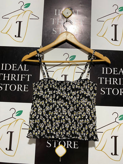CANDY COUTURE |S| BUST 13| FLORAL DAISY SMOCKED CROP TOP