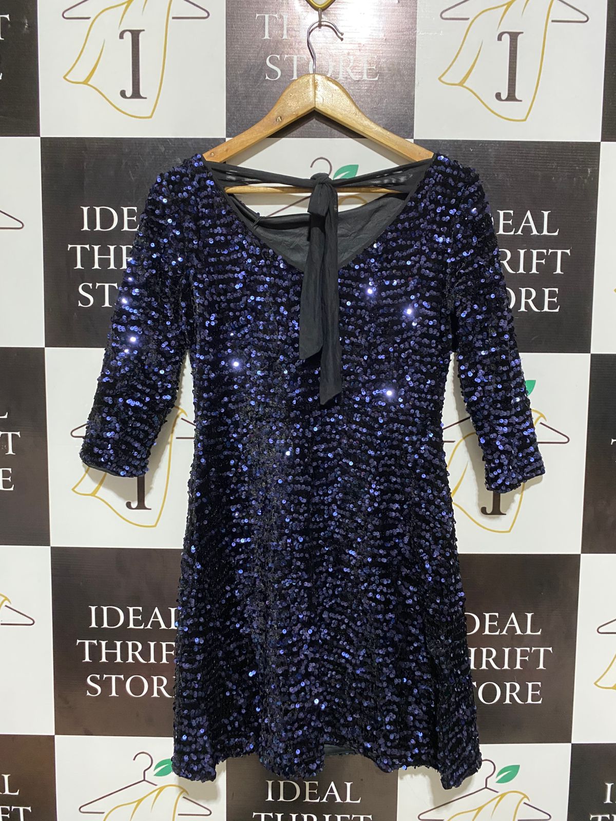 SUGARFREE |M| BUST 17| NAVY BLUE SEQUIN MINI DRESS