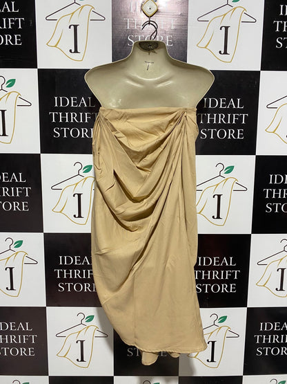 PRETTYLITTLETHING |M| BUST 18| BEIGE DRAPED ASYMMETRICAL STRAPLESS MINI DRESS