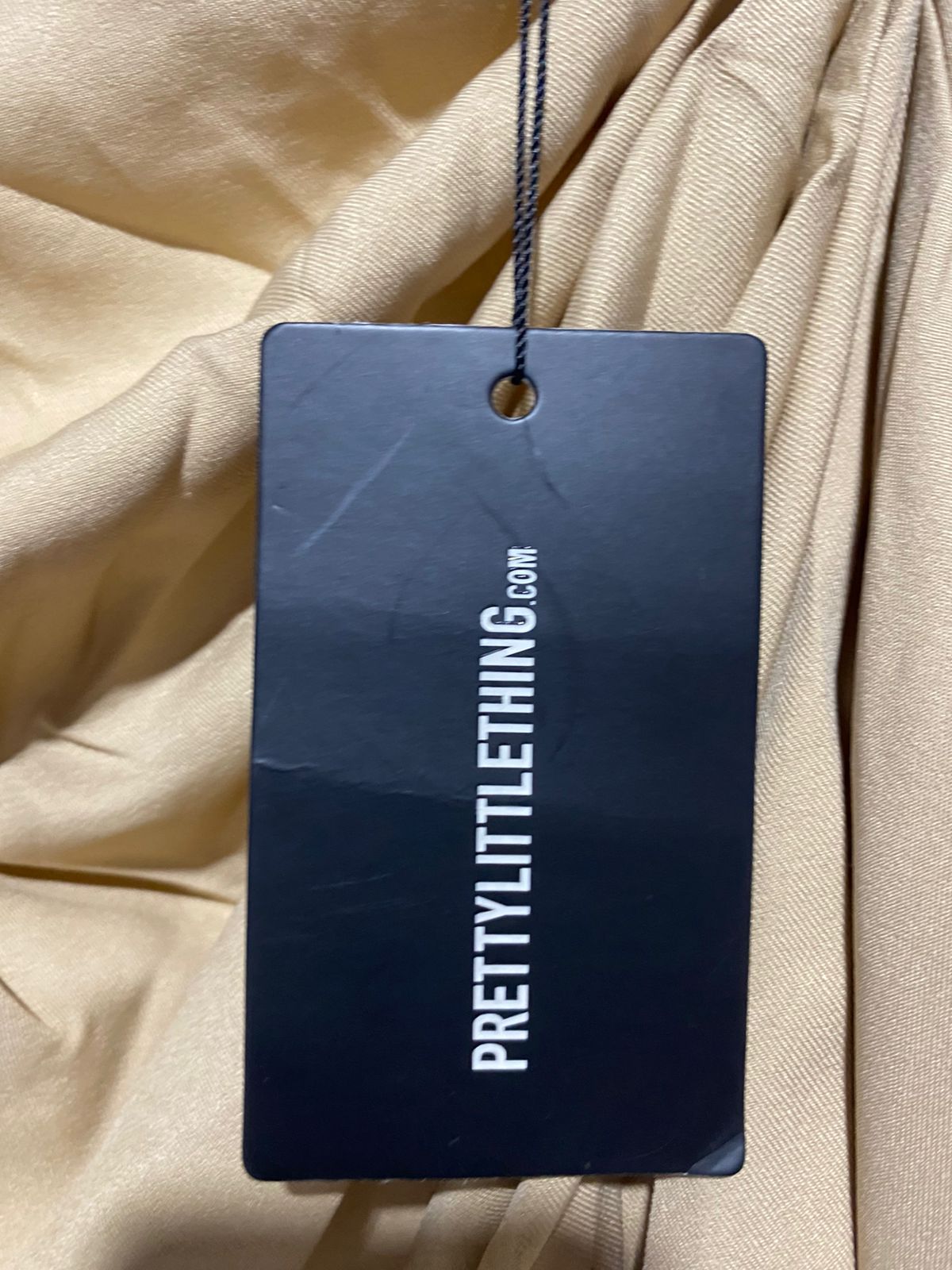 PRETTYLITTLETHING |M| BUST 18| BEIGE DRAPED ASYMMETRICAL STRAPLESS MINI DRESS