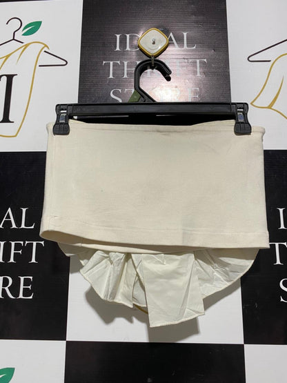 H&M |M| WAIST 28| C6| CREAM RUFFLE MINI SKIRT