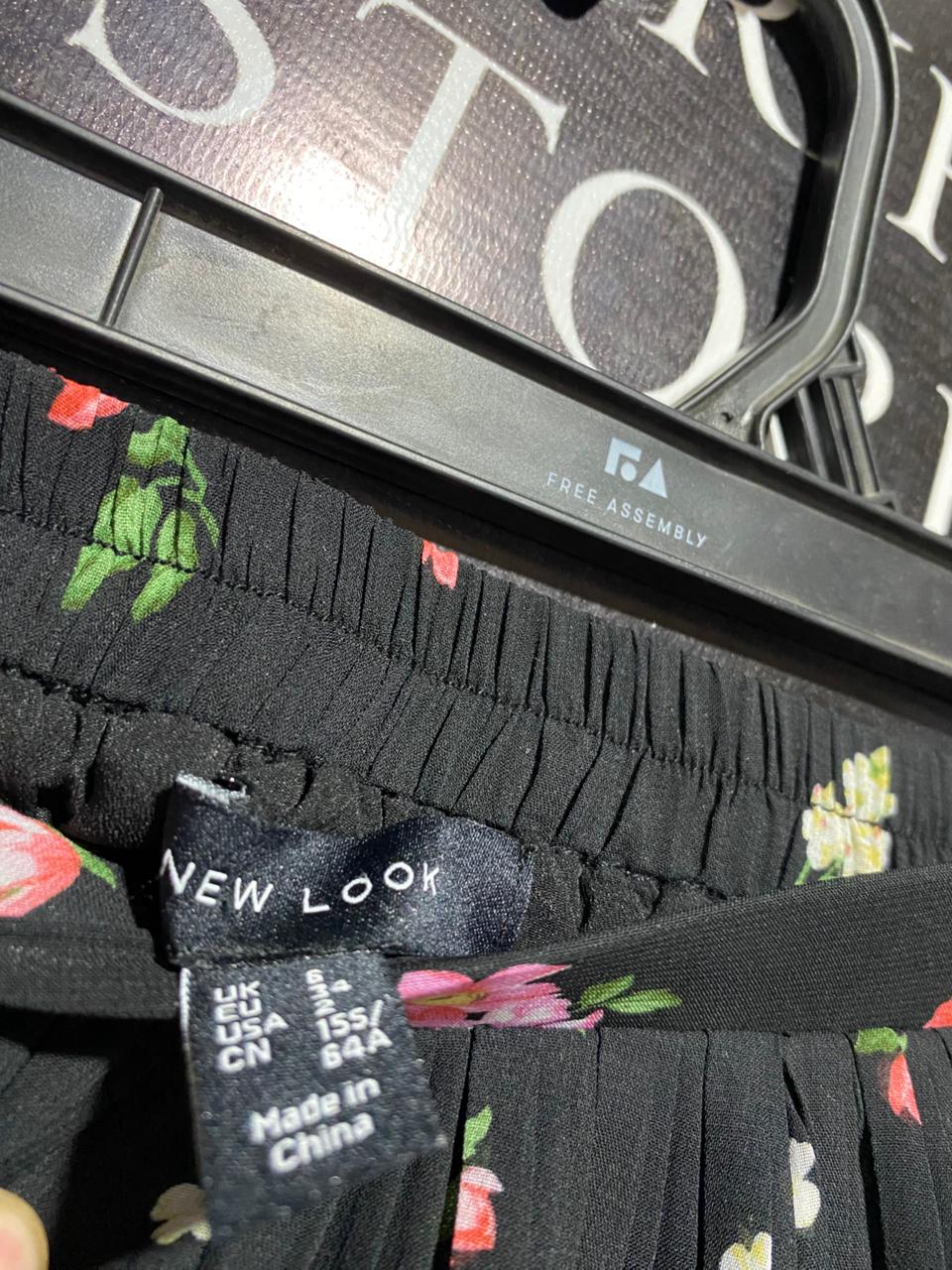 NEW LOOK |S| WAIST 25| TIERED BLACK FLORAL MIDI SKIRT