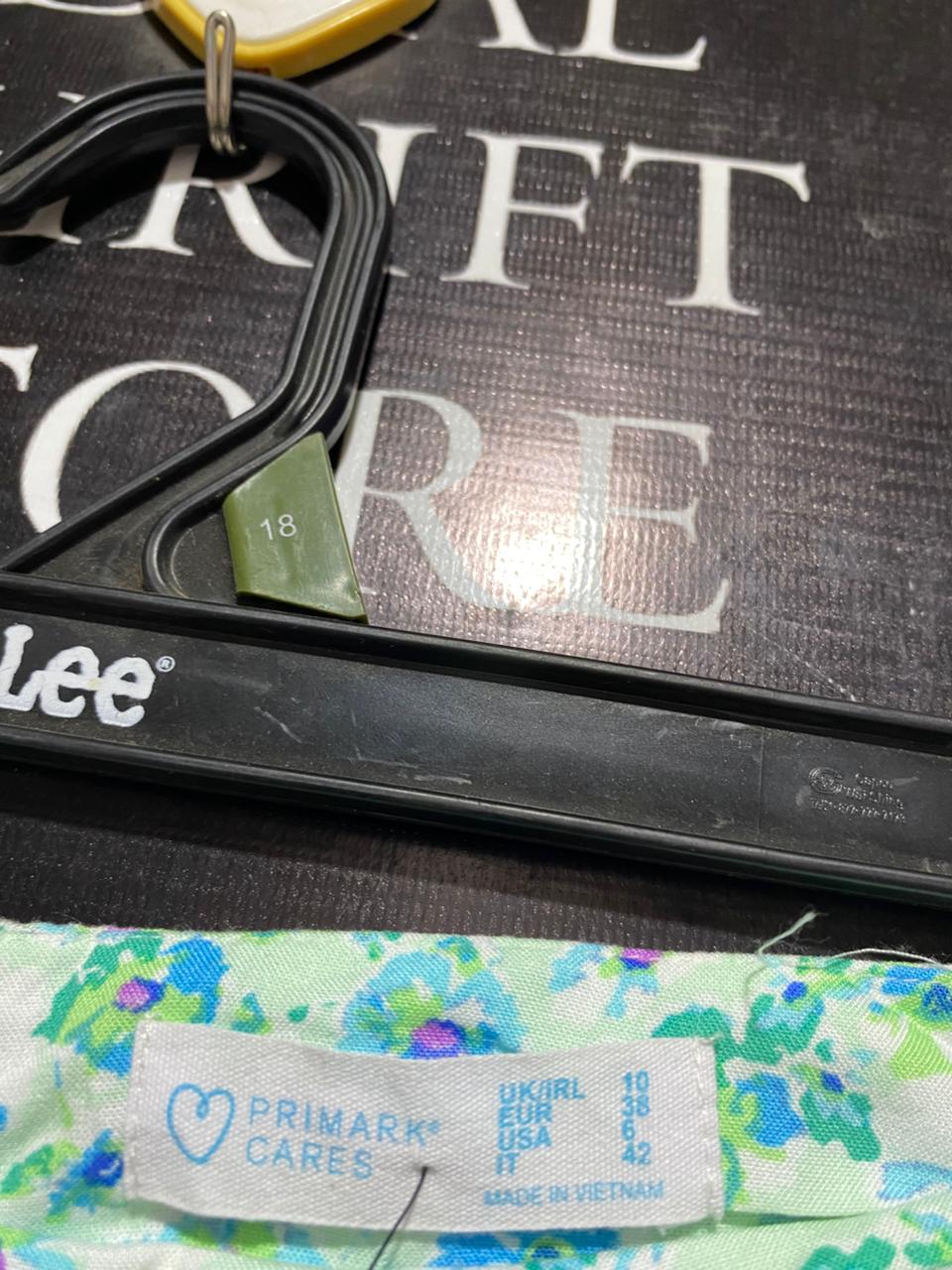 PRIMARK |L| WAIST 30| C6| MINT GREEN FLORAL SIDE-SLIT MAXI SKIRT