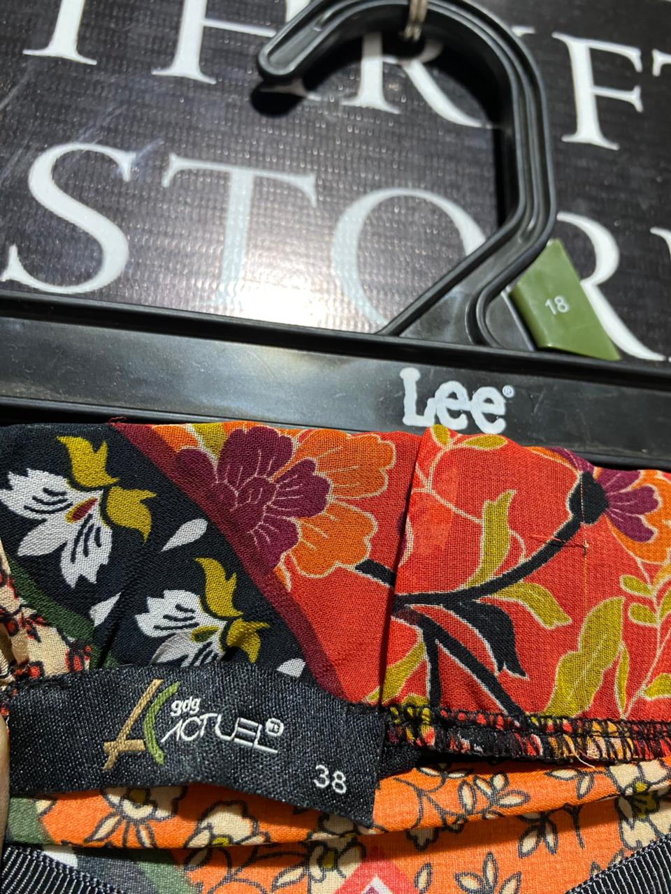 ACTUEL |L| WAIST 30| ORANGE PATCHWORK FLORAL MAXI SKIRT