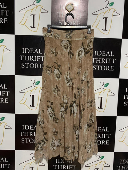 ALI AKKAYA |M| WAIST 28| TAN ROSE FLORAL MAXI SKIRT