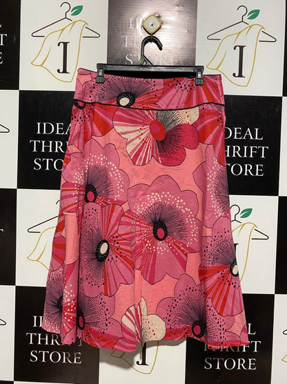 GEGRGE |L| WAIST 32| C6| VINTAGE LEE PINK FLORAL POPPY PRINT A-LINE MIDI SKIRT