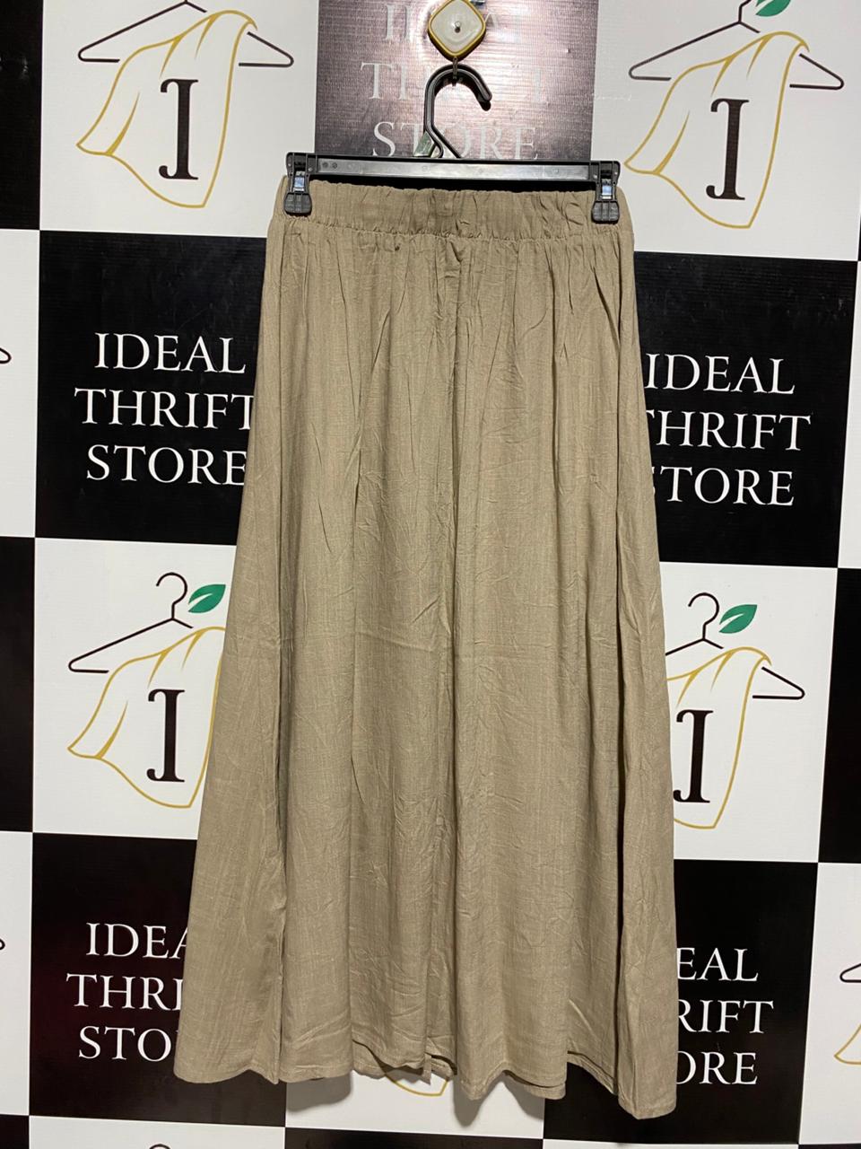 MOODO |M| WAIST 26| C6| MODCLOTH TAN LINEN BLEND BUTTON-FRONT MIDI SKIRT