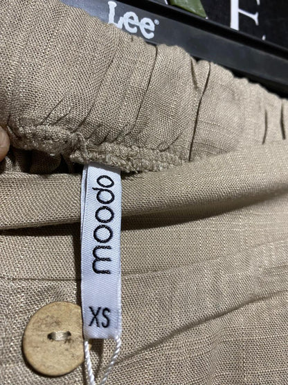 MOODO |M| WAIST 26| C6| MODCLOTH TAN LINEN BLEND BUTTON-FRONT MIDI SKIRT