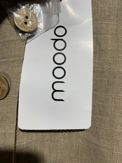 MOODO |M| WAIST 26| C6| MODCLOTH TAN LINEN BLEND BUTTON-FRONT MIDI SKIRT