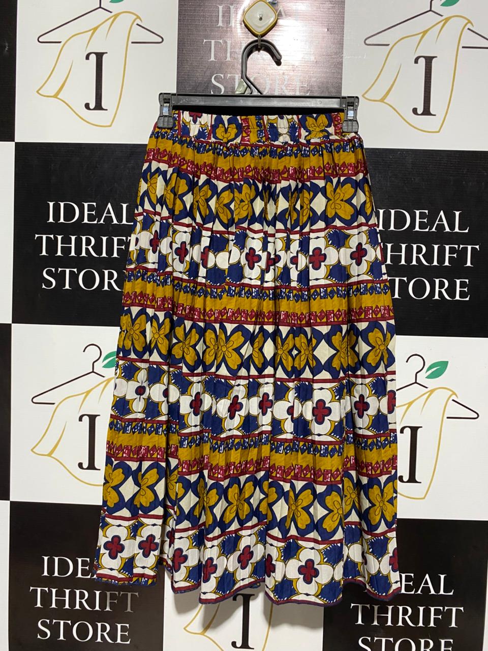 SHEIN |M| WAIST 24| C6| VINTAGE STYLE GEOMETRIC FLORAL PRINT PLEATED MIDI SKIRT