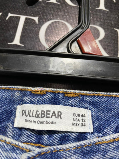 PULL & BEAR |XL| WAIST 34|B12|HIGH-WAISTED MOM JEANS IN MEDIUM WASH BLUE
