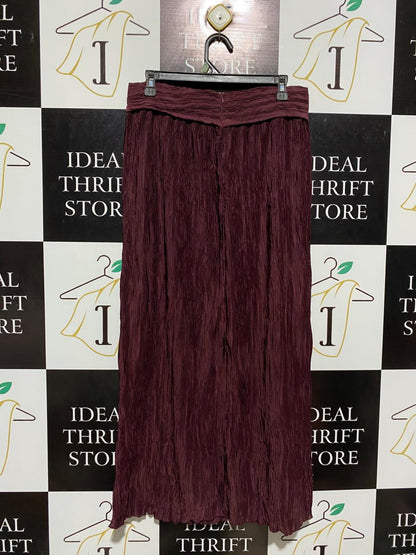 RESERVED |L| WAIST 31| C6| BURGUNDY PLISSÉ CRINKLE MAXI SKIRT