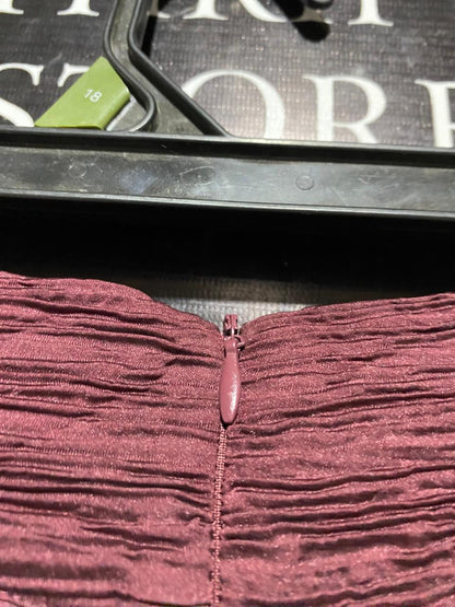 RESERVED |L| WAIST 31| C6| BURGUNDY PLISSÉ CRINKLE MAXI SKIRT