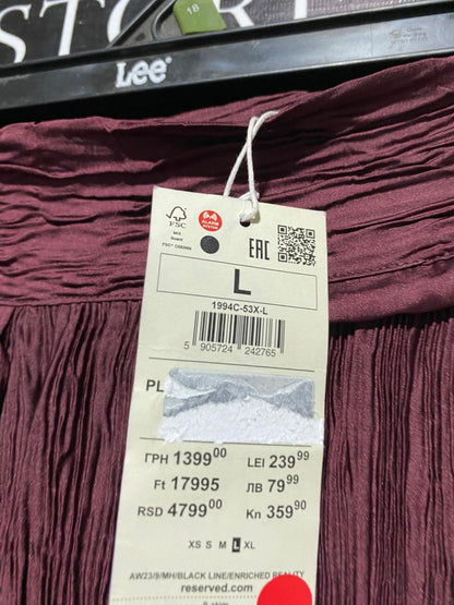 RESERVED |L| WAIST 31| C6| BURGUNDY PLISSÉ CRINKLE MAXI SKIRT