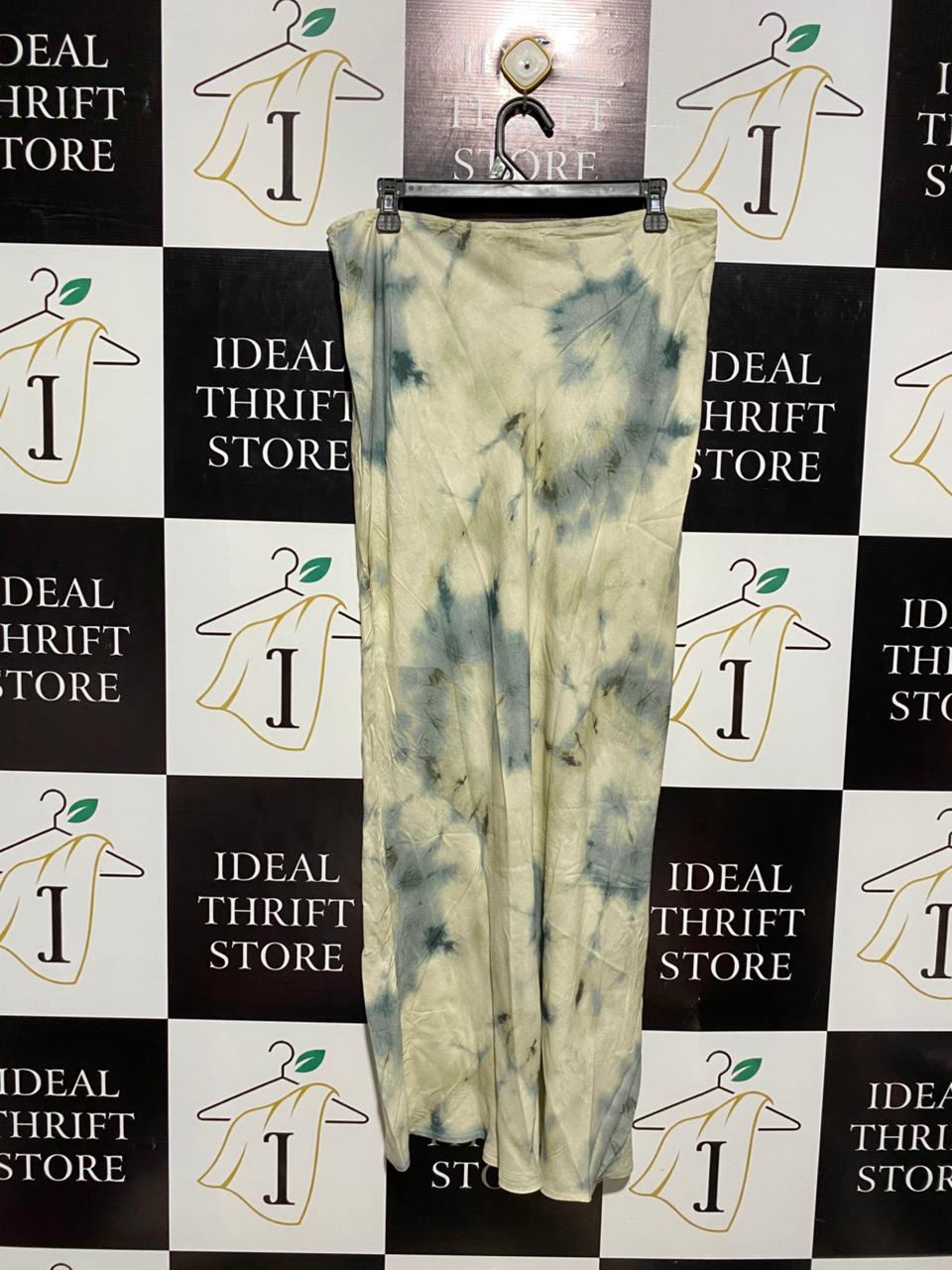 PULL & BEAR |XL| WAIST 34| C6| VINTAGE STYLE TIE-DYE MAXI SKIRT CREAM & GREY
