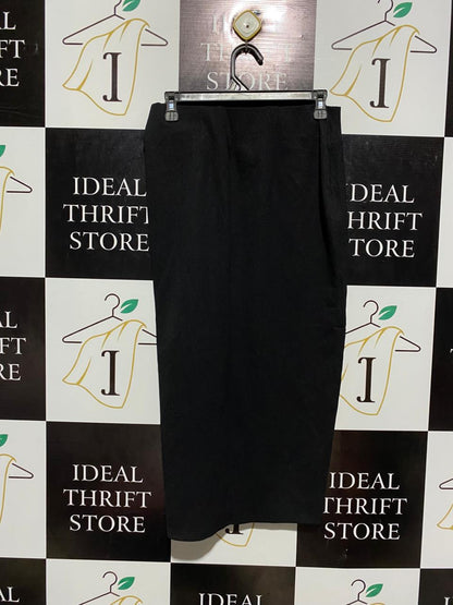 PAPAYA |L| WAIST 30| C6| ELEGANT BLACK KNOT-DETAIL MIDI SKIRT