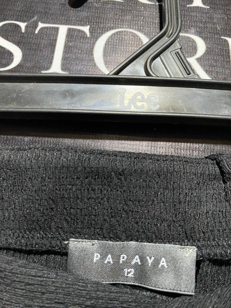 PAPAYA |L| WAIST 30| C6| ELEGANT BLACK KNOT-DETAIL MIDI SKIRT