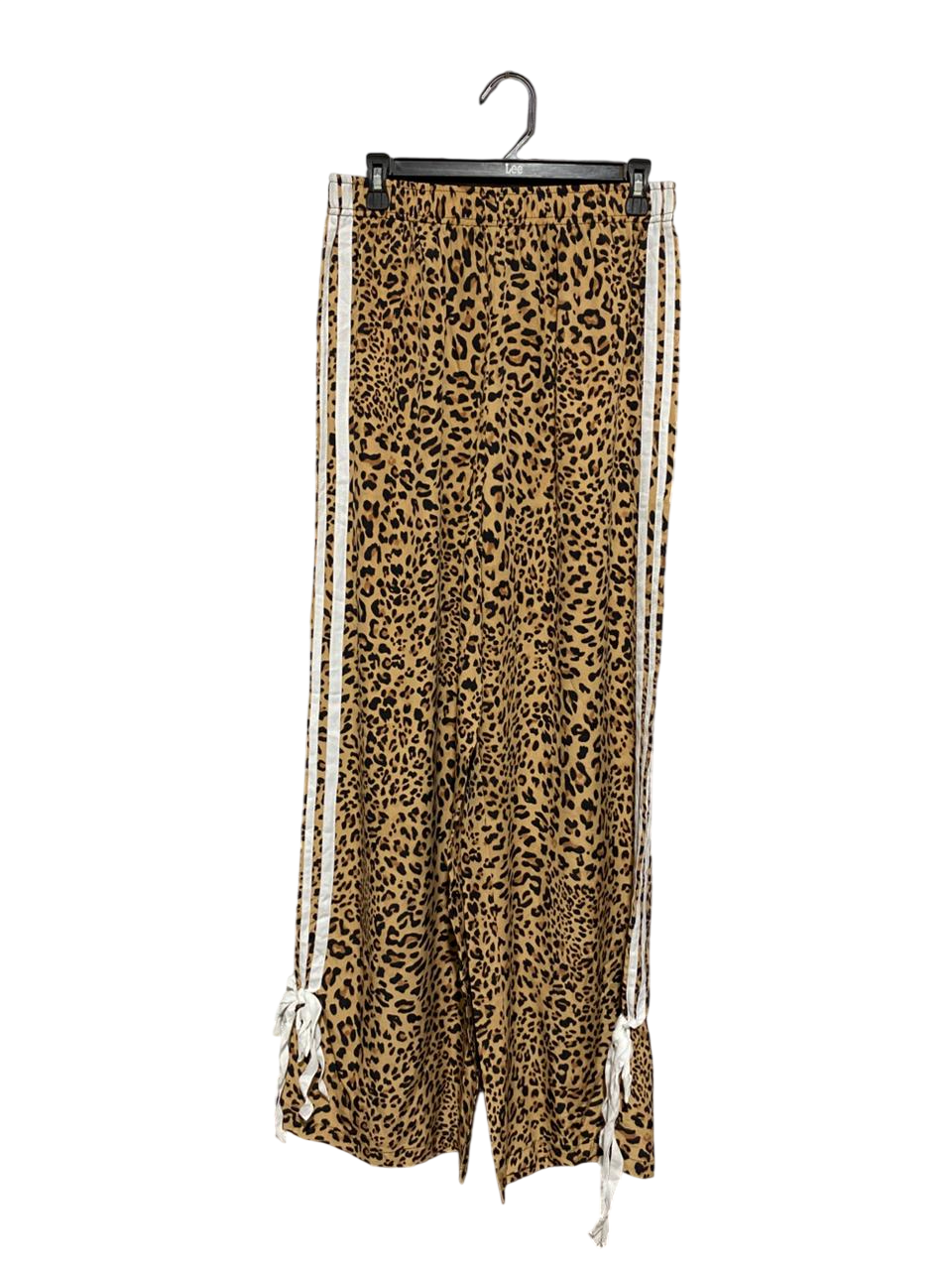 SHEIN |XL| WAIST 29| TAN LEOPARD PRINT TRACK PANTS WITH TIE-HEMS