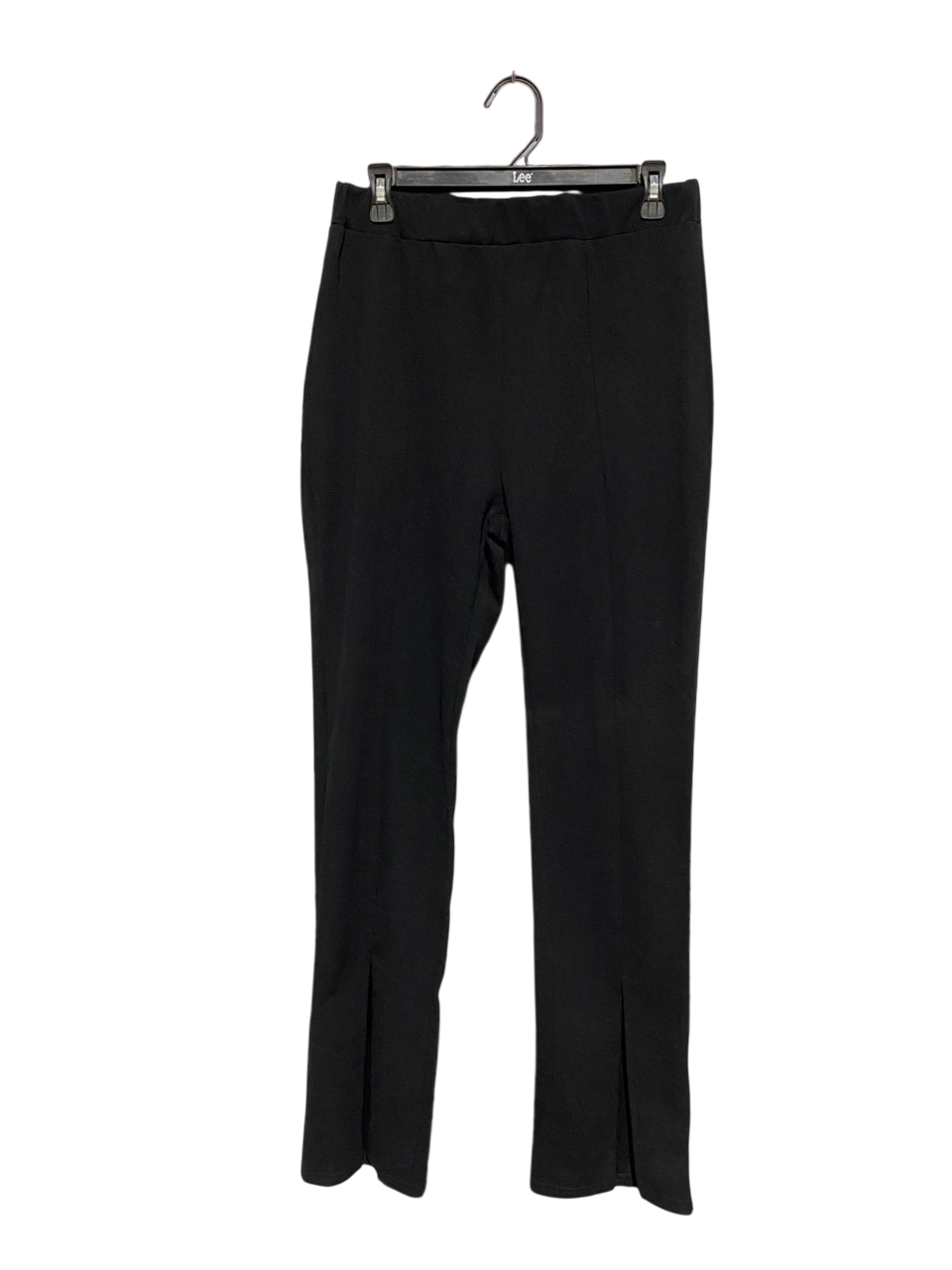 |L| WAIST 30| BLACK HIGH-WAISTED SLIT-HEM TROUSERS