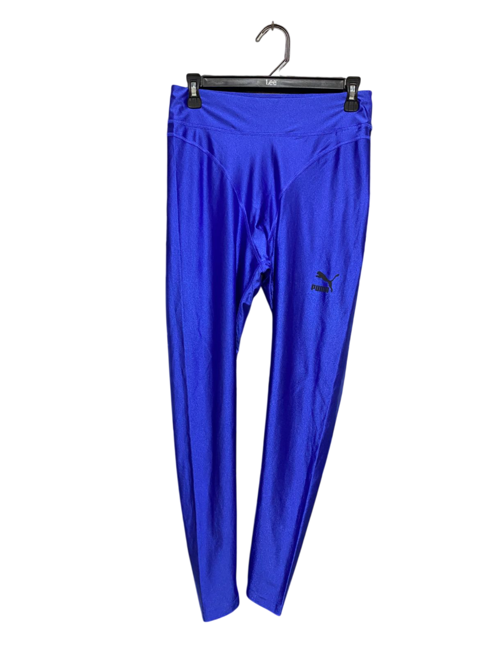 PUMA |M| WAIST 28| VINTAGE ICONIC COBALT BLUE SHINY SPANDEX LEGGINGS HIGH WAISTED YOKE FRONT