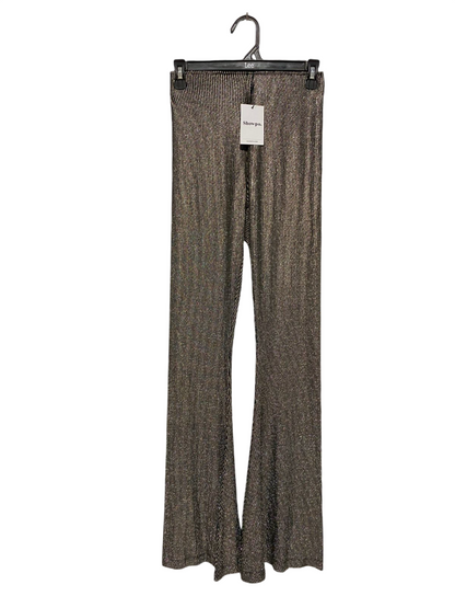 SHOWPO |M| WAIST 26| GOLD METALLIC SHIMMER RIBBED FLARE PANTS HIGH WAISTED PARTY