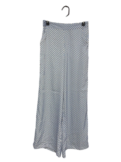 ANKO |M| WAIST 28| VINTAGE BLUE & WHITE GEOMETRIC PRINT WIDE LEG PALAZZO PANTS