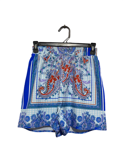 SHEIN |S| WAIST 24| VIBRANT BLUE PAISLEY SCARF PRINT HIGH-WAISTED SHORTS
