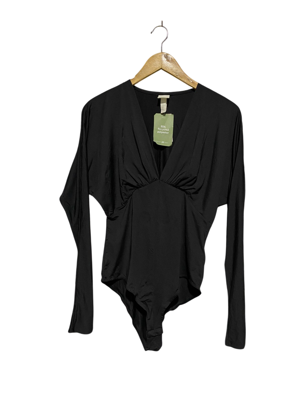 H&M |M| BUST FREE| RECYCLED POLYESTER PLUNGE LONG SLEEVE BODYSUIT