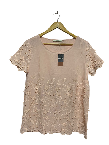 GEORGE |L| BUST 19| C1| PALE PINK EMBROIDERED FLORAL BLOUSE