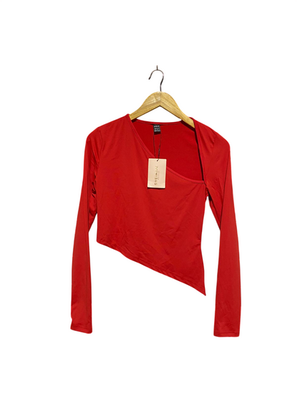 SHEIN |M| BUST 15| B11| BRIGHT RED ASYMMETRICAL CUT-OUT LONG SLEEVE TOP