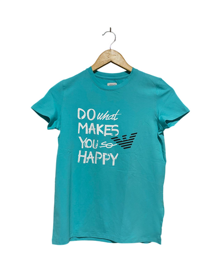 ARMANI JUNIOR |M| BUST 17| C1| EXCHANGE TURQUOISE GRAPHIC T-SHIRT
