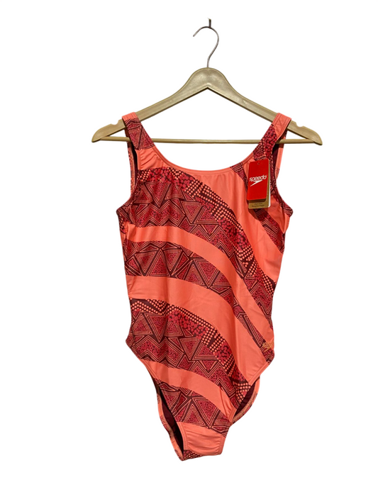 SPEEDO |M| BUST 16| NEW WITH TAGS ONE-PIECE SWIMSUIT CORAL & GEOMETRIC PRINT