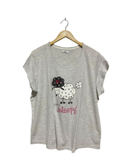 F&F |XL| BUST 26| B12| MARL "FEELING SHLEEPY" SHEEP GRAPHIC PAJAMA TOP