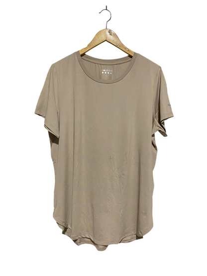 SOULUXE |L| BUST 22| ACTIVEWEAR TAN BEIGE CURVED HEM PERFORMANCE T-SHIRT