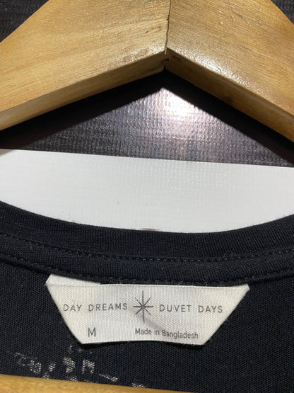 M&S |M| BUST 20| VINTAGE BLACK BOXY T-SHIRT WITH ANIMAL PRINT STAR MOTIF