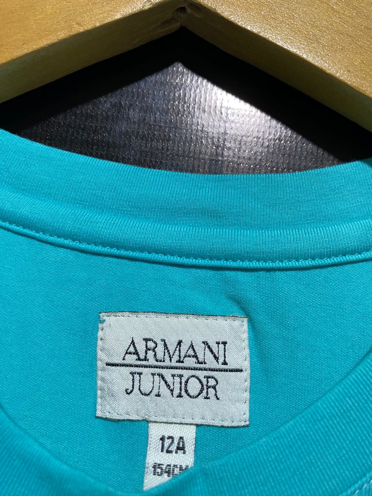 ARMANI JUNIOR |M| BUST 17| C1| EXCHANGE TURQUOISE GRAPHIC T-SHIRT